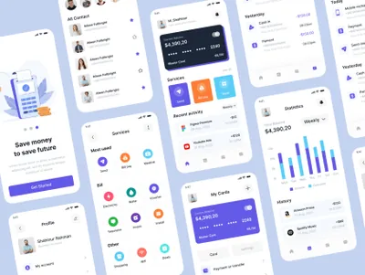 移动网上银行信用卡交易移动APP界面UI素材 Bankoo - Banking Mobile App UI Kit