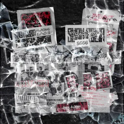 潮流酸性艺术做旧垃圾旧纸贴纸胶带玻璃艺术封面素材合辑 FULL GLASS ART COVER 2k23