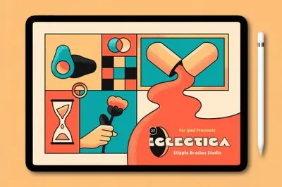 潮流复古怀旧波普风漫画艺术颗粒iPad笔刷素材 Stipple Brushes for Procreate