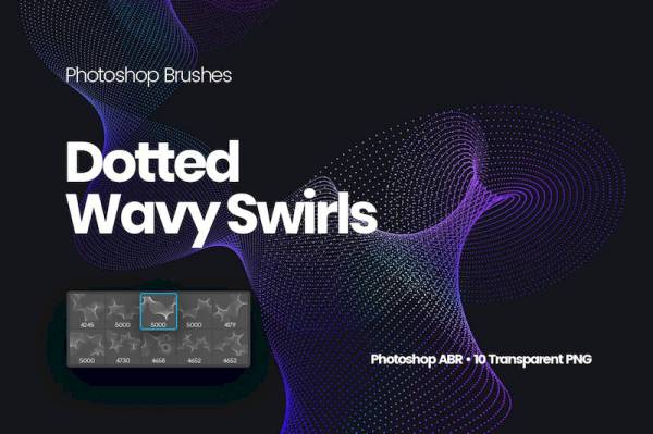 PS笔刷-虚线科技粒子漩涡波浪效果PS笔刷资源下载