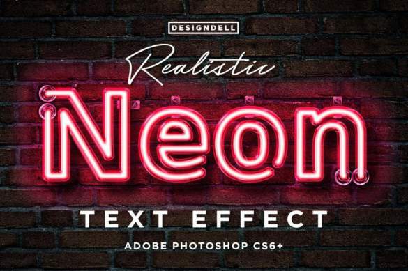 样机模板-霓虹灯管灯条发光效果PS文字样机模板