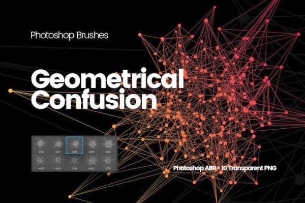 PS笔刷-科技线性几何线条缠绕效果PS笔刷素材下载