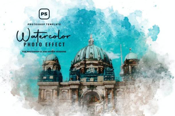 样机模板-将照片处理成水彩手绘效果PSD样机模板