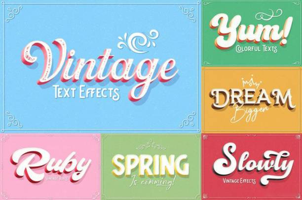 文字效果-复古3D文字效果PSD文字样机模板