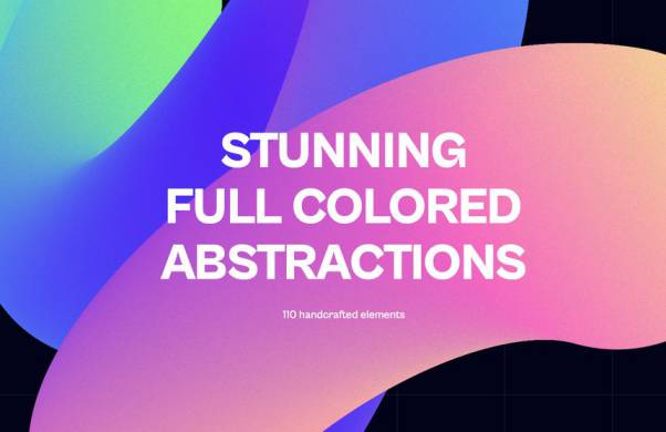 PNG素材-110款渐变彩色的抽象形状AI和PNG素材包