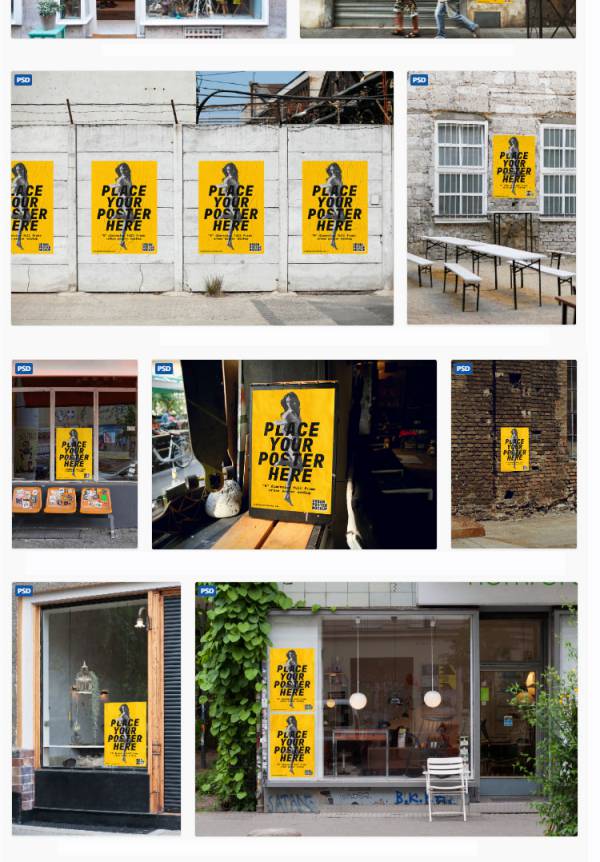 样机模板-户外大型广告牌招贴海报样机展示效果PSD智能贴图设计模板素材