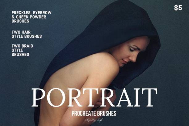 Procreate笔刷-人像头发毛发眉毛样式笔刷素材