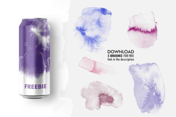 PS笔刷-120款水彩渍晕染扩散纹理效果Photoshop笔刷素材