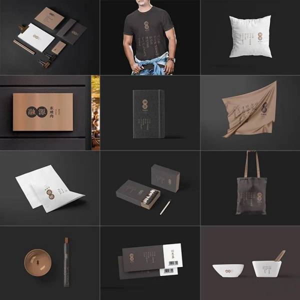 样机模板-餐饮企业文创品牌VI智能贴图样机效果PSD模板