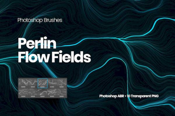 PS笔刷-渐变色不规则流动曲线条PS笔刷资源下载