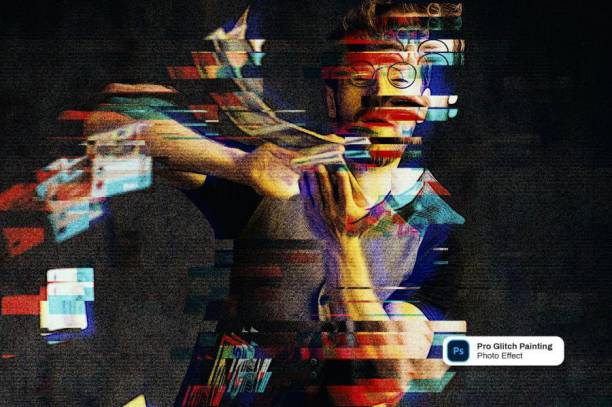 PS动作-故障绘画照片效果PS图层样式模板