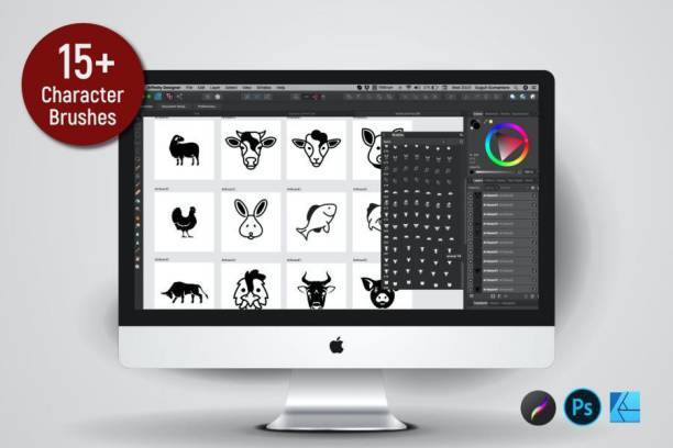 Procreate笔刷-笔刷资源-创意简约食肉动物印章图案procreate和ps笔刷素材