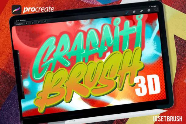 Procreate笔刷-3D效果涂鸦笔刷素材下载