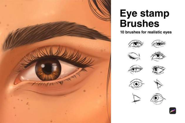Procreate笔刷-眼睛眼部动作图案笔刷下载