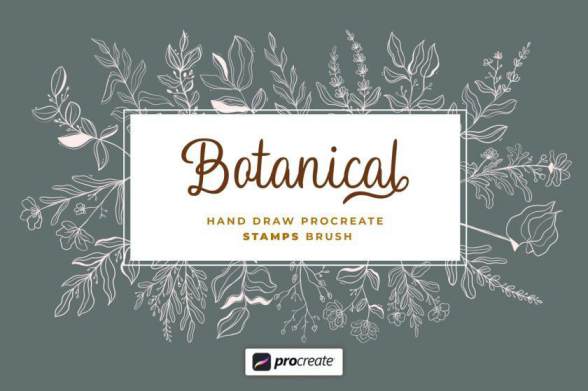 Procreate笔刷-花环花朵树叶印章图案笔刷素材合集