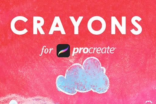 Procreate笔刷-儿童插画蜡笔笔刷素材资源