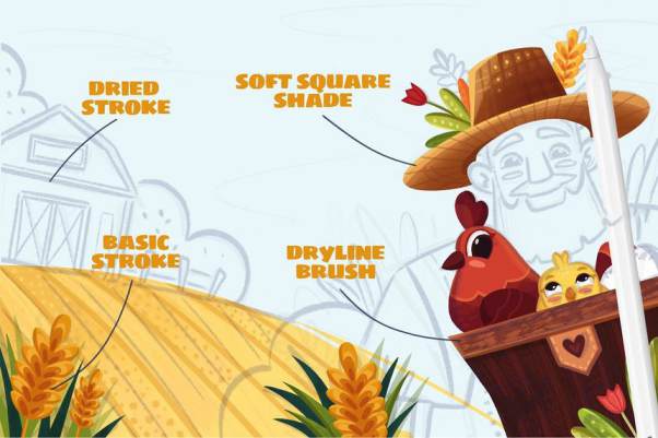 Procreate笔刷-卡通儿童书籍插画创作的iPad Procreate笔刷素材