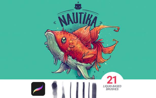 Procreate笔刷-墨水马克笔水笔液体笔刷素材下载