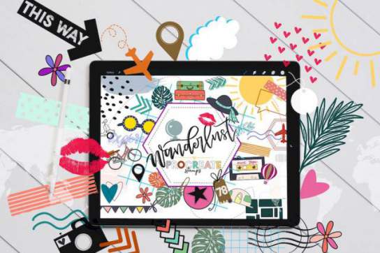 Procreate笔刷-旅行主题印章图案笔刷素材下载