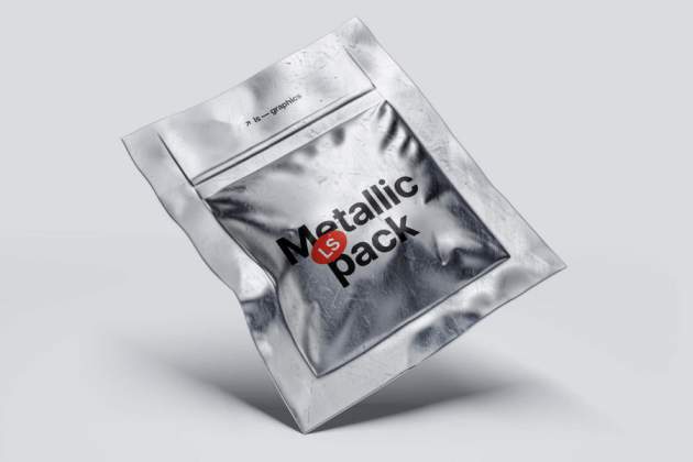 样机模板-金属银色铝膜质感品牌包装设计PSD样机模板