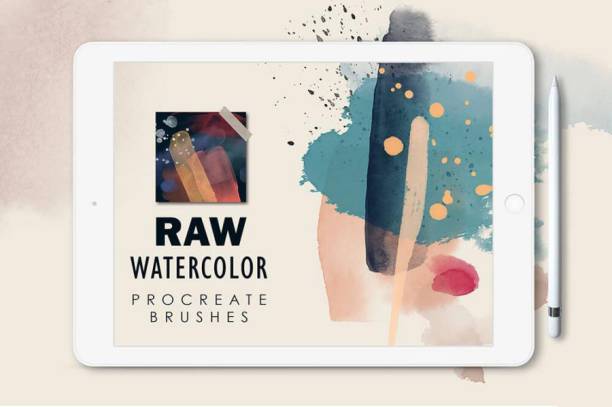 Procreate笔刷-水彩树叶植物艺术装饰几何线条图案笔刷素材