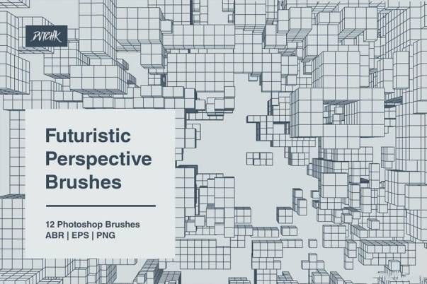 PS笔刷-立体透视感线条图形PS笔刷素材资源