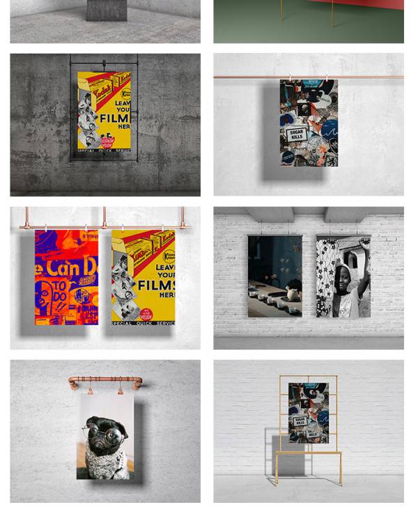 样机模板-室内海报样机展示展架站牌LED广告牌效果智能贴图PSD设计模板素材