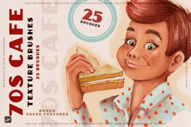 Procreate笔刷-复古风格插画纹理笔刷资源素材