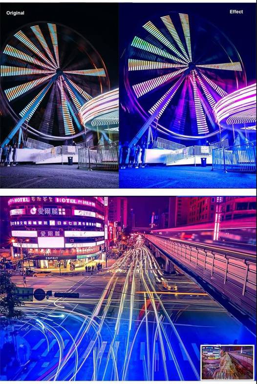 PSD模板-赛博朋克颜色彩PS动作预设滤镜素材