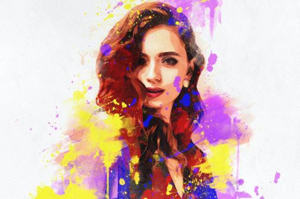 样机模板-将人像照片处理成艺术颜料喷溅效果PSD样机模板