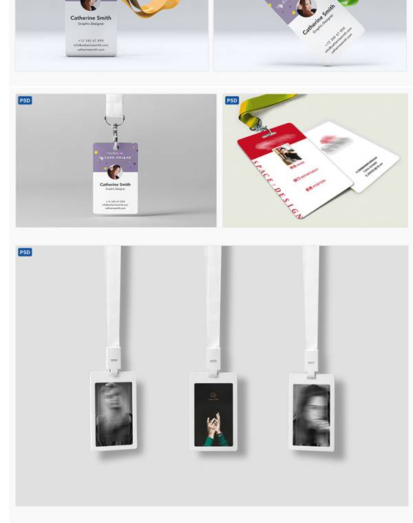 样机模板-企业工作证身份工牌通行证胸卡贴图样机VI展示效果PSD模板素材