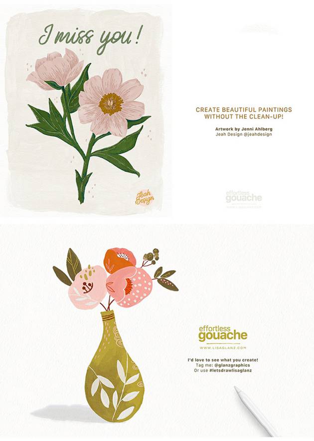 Procreate笔刷-水粉水彩纹理线条Procreate笔刷附赠画布+色卡