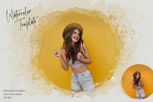 样机模板-一键将照片处理成水彩绘画晕染飞溅效果PS样机模板