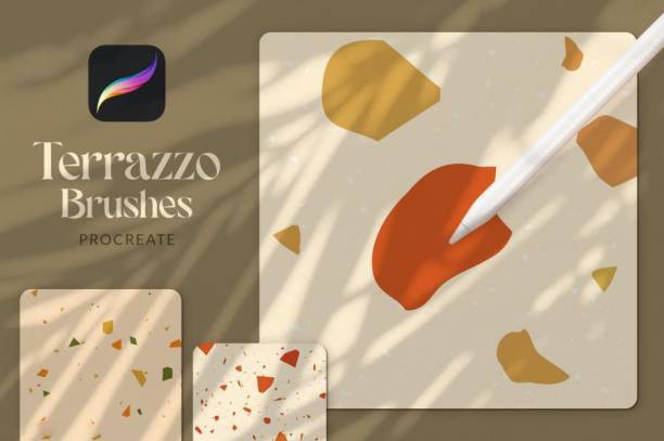 Procreate笔刷-水磨石效果纹理图案笔刷素材