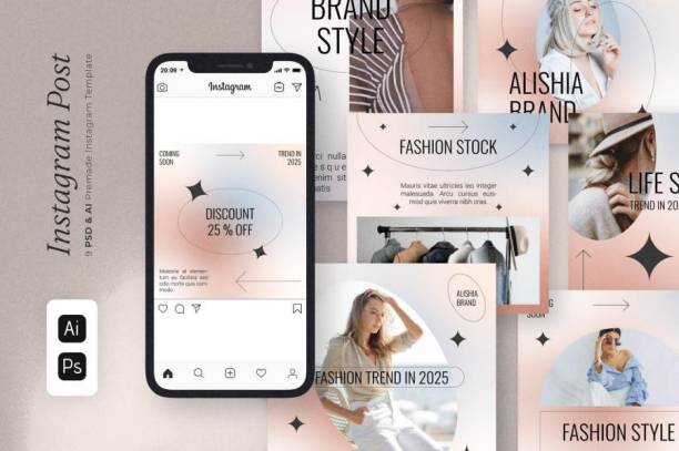 PS动作-时尚酸性元素风格海报设计PS模板