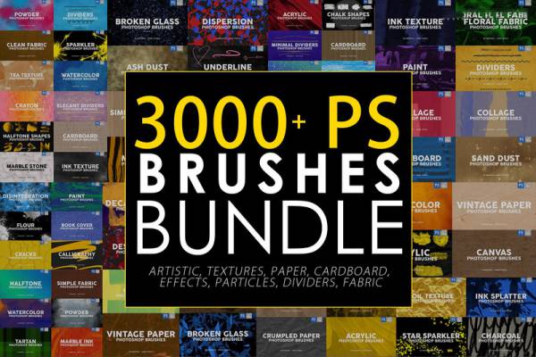 PS笔刷-3000款艺术纹理图案效果Photoshop笔刷素材包