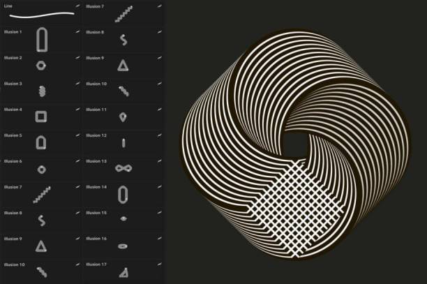 Procreate笔刷-抽象风格几何图形条纹状图案笔刷素材