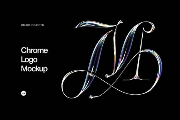 样机模板-3D全息镀铬效果psd文字样机模板