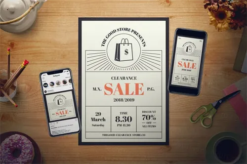 现代购物促销广告海报模板 Modern Sale Flyer Set