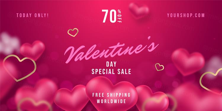 高质量情人节七夕妇女节爱情主题宣传单横幅海报插画EPS矢量模