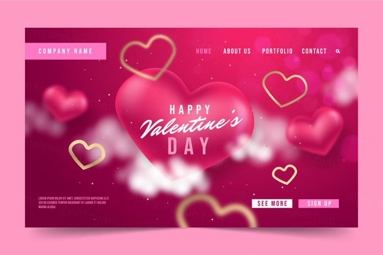 高质量情人节七夕妇女节爱情主题宣传单横幅海报插画EPS矢量模