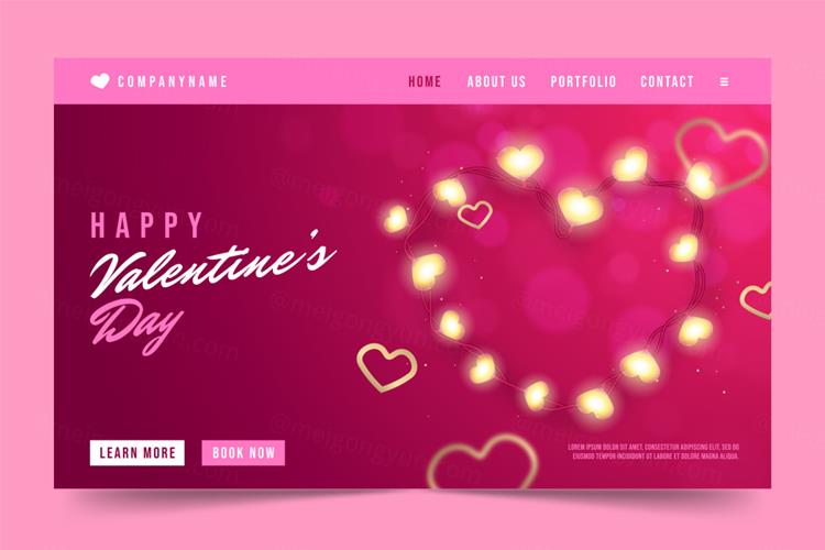 高质量情人节七夕妇女节爱情主题宣传单横幅海报插画EPS矢量模