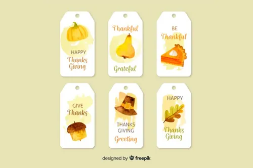 感恩节矢量标签模版素材 Thanksgiving Hanged Label Vector