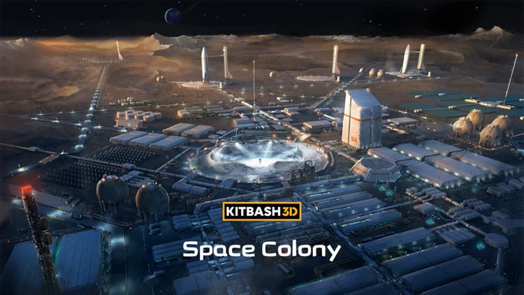 未来科幻宇宙火星球殖民太空战时营地场景3D模型设计素材 Ki