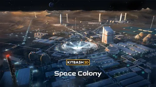 未来科幻宇宙火星球殖民太空战时营地场景3D模型设计素材 Ki