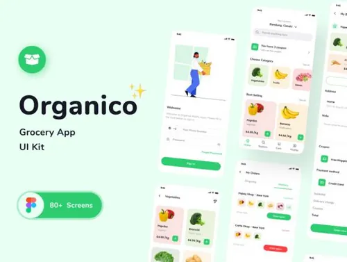 超市杂货店电商网站移动APP界面UI素材 Organico Groce