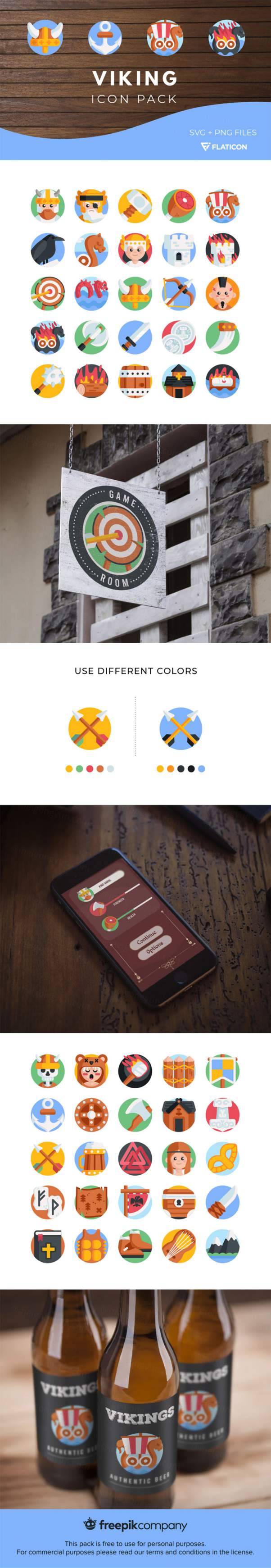 彩色海盗游戏图标合集包 Viking Icon Pack