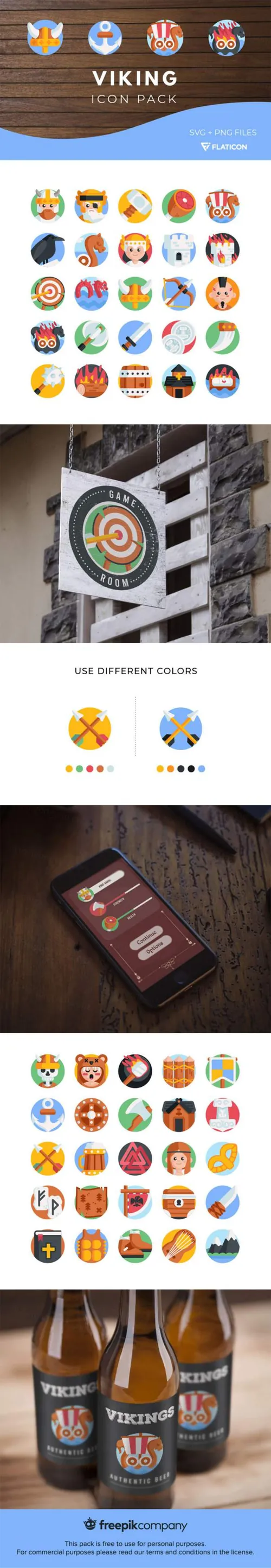 彩色海盗游戏图标合集包 Viking Icon Pack
