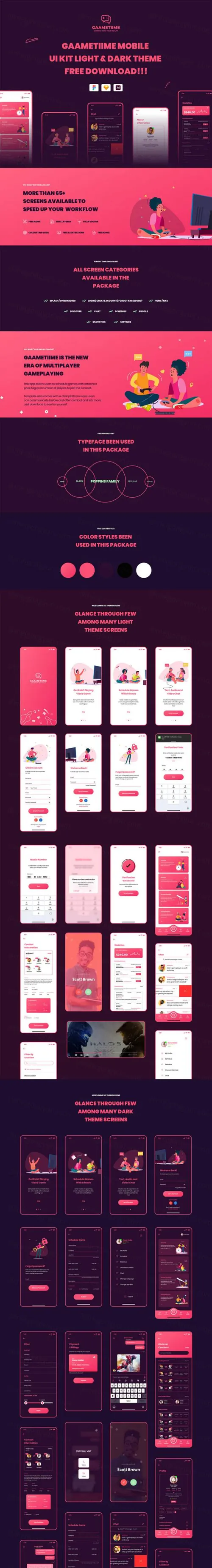 游戏应用程序移动APP界面UI素材 Gaametiime UI Kit