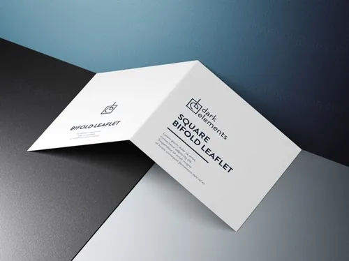 封面封底折页模型Dark Elements / Square bifold leaflet mockup
